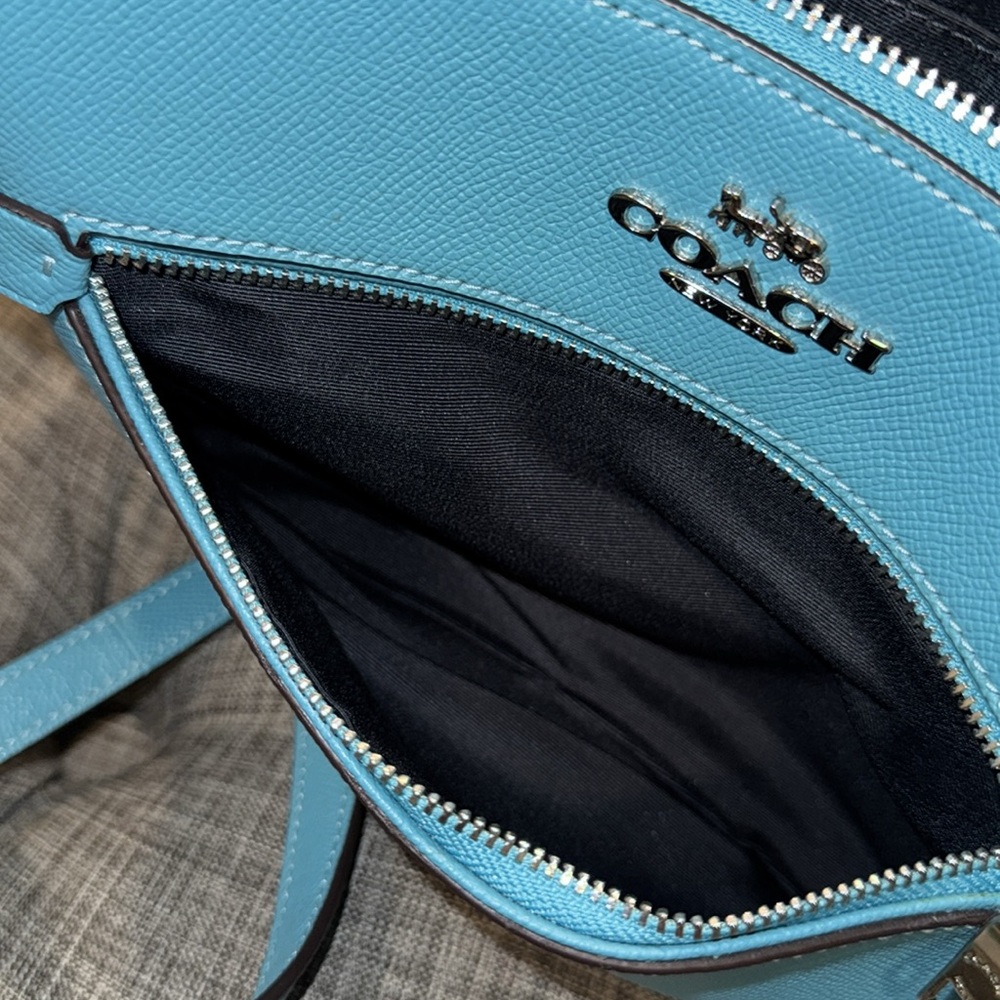 Coach Bag Teal Blue Leather Crossbody Bag with Silver Accents Hardware - Picture 10 of 17